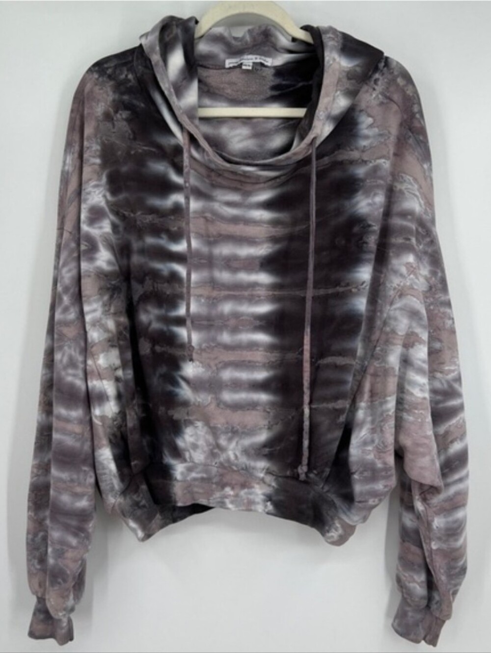 Young Fabulous & Broke Grey Wht & Lavender Raissa Crop Long Slv Hoodie Sz S/M